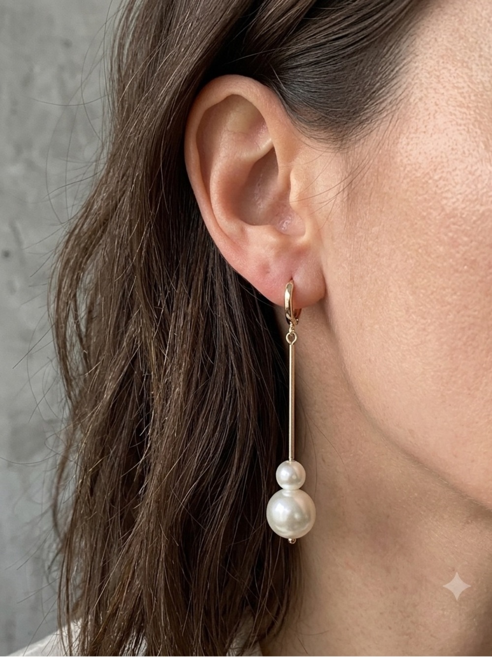 Long Dangle Earrings with Pearl